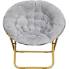 image:imageFlash Furniture Gwen Oversize Folding Saucer Chair  Ivory Sherpa Faux Fur Moon Chair  Soft Gold Metal Frame  38 Portable Folding Chair  for Dorm and BedroomGray FabricSoft Gold Frame