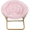 image:imageFlash Furniture Gwen Oversize Folding Saucer Chair  Ivory Sherpa Faux Fur Moon Chair  Soft Gold Metal Frame  38 Portable Folding Chair  for Dorm and BedroomBlushSoft Gold