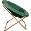 image:imageFlash Furniture Gwen Oversize Folding Saucer Chair  Ivory Sherpa Faux Fur Moon Chair  Soft Gold Metal Frame  38 Portable Folding Chair  for Dorm and BedroomEmerald Fabric Soft Gold