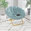 image:imageFlash Furniture Gwen Oversize Folding Saucer Chair  Ivory Sherpa Faux Fur Moon Chair  Soft Gold Metal Frame  38 Portable Folding Chair  for Dorm and BedroomDusty AquaSoft Gold