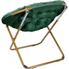 image:imageFlash Furniture Gwen Oversize Folding Saucer Chair  Ivory Sherpa Faux Fur Moon Chair  Soft Gold Metal Frame  38 Portable Folding Chair  for Dorm and BedroomEmerald Fabric Soft Gold