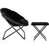 image:imageFlash Furniture Gwen Oversize Folding Saucer Chair  Ivory Sherpa Faux Fur Moon Chair  Soft Gold Metal Frame  38 Portable Folding Chair  for Dorm and BedroomBlack FabricBlack Frame