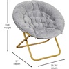 image:imageFlash Furniture Gwen Oversize Folding Saucer Chair  Ivory Sherpa Faux Fur Moon Chair  Soft Gold Metal Frame  38 Portable Folding Chair  for Dorm and BedroomGray FabricSoft Gold Frame