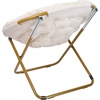 image:imageFlash Furniture Gwen Oversize Folding Saucer Chair  Ivory Sherpa Faux Fur Moon Chair  Soft Gold Metal Frame  38 Portable Folding Chair  for Dorm and BedroomIvorySoft Gold