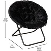 image:imageFlash Furniture Gwen Oversize Folding Saucer Chair  Ivory Sherpa Faux Fur Moon Chair  Soft Gold Metal Frame  38 Portable Folding Chair  for Dorm and BedroomBlackBlack