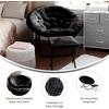 image:imageFlash Furniture Gwen Oversize Folding Saucer Chair  Ivory Sherpa Faux Fur Moon Chair  Soft Gold Metal Frame  38 Portable Folding Chair  for Dorm and BedroomBlack FabricBlack Frame