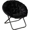 image:imageFlash Furniture Gwen Oversize Folding Saucer Chair  Ivory Sherpa Faux Fur Moon Chair  Soft Gold Metal Frame  38 Portable Folding Chair  for Dorm and BedroomBlack FabricBlack Frame