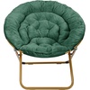 image:imageFlash Furniture Gwen Oversize Folding Saucer Chair  Ivory Sherpa Faux Fur Moon Chair  Soft Gold Metal Frame  38 Portable Folding Chair  for Dorm and BedroomEmerald FabricSoft Gold Frame