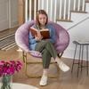 image:imageFlash Furniture Gwen Oversize Folding Saucer Chair  Ivory Sherpa Faux Fur Moon Chair  Soft Gold Metal Frame  38 Portable Folding Chair  for Dorm and BedroomDusty Purple Fabric Soft Gold