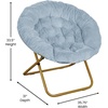 image:imageFlash Furniture Gwen Oversize Folding Saucer Chair  Ivory Sherpa Faux Fur Moon Chair  Soft Gold Metal Frame  38 Portable Folding Chair  for Dorm and BedroomAqua FabricSoft Gold Frame