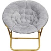 image:imageFlash Furniture Gwen Oversize Folding Saucer Chair  Ivory Sherpa Faux Fur Moon Chair  Soft Gold Metal Frame  38 Portable Folding Chair  for Dorm and BedroomGraySoft Gold