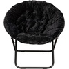 image:imageFlash Furniture Gwen Oversize Folding Saucer Chair  Ivory Sherpa Faux Fur Moon Chair  Soft Gold Metal Frame  38 Portable Folding Chair  for Dorm and BedroomBlack FabricBlack Frame