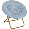 image:imageFlash Furniture Gwen Oversize Folding Saucer Chair  Ivory Sherpa Faux Fur Moon Chair  Soft Gold Metal Frame  38 Portable Folding Chair  for Dorm and BedroomAqua FabricSoft Gold Frame