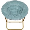 image:imageFlash Furniture Gwen Oversize Folding Saucer Chair  Ivory Sherpa Faux Fur Moon Chair  Soft Gold Metal Frame  38 Portable Folding Chair  for Dorm and BedroomDusty AquaSoft Gold