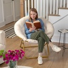 image:imageFlash Furniture Gwen Oversize Folding Saucer Chair  Ivory Sherpa Faux Fur Moon Chair  Soft Gold Metal Frame  38 Portable Folding Chair  for Dorm and BedroomIvorySoft Gold