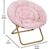 image:imageFlash Furniture Gwen Oversize Folding Saucer Chair  Ivory Sherpa Faux Fur Moon Chair  Soft Gold Metal Frame  38 Portable Folding Chair  for Dorm and BedroomBlushSoft Gold