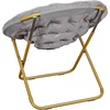 image:imageFlash Furniture Gwen Oversize Folding Saucer Chair  Ivory Sherpa Faux Fur Moon Chair  Soft Gold Metal Frame  38 Portable Folding Chair  for Dorm and BedroomGraySoft Gold