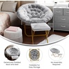 image:imageFlash Furniture Gwen Oversize Folding Saucer Chair  Ivory Sherpa Faux Fur Moon Chair  Soft Gold Metal Frame  38 Portable Folding Chair  for Dorm and BedroomGray FabricSoft Gold Frame