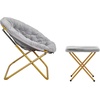 image:imageFlash Furniture Gwen Oversize Folding Saucer Chair  Ivory Sherpa Faux Fur Moon Chair  Soft Gold Metal Frame  38 Portable Folding Chair  for Dorm and BedroomGray FabricSoft Gold Frame