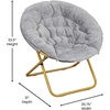 image:imageFlash Furniture Gwen Oversize Folding Saucer Chair  Ivory Sherpa Faux Fur Moon Chair  Soft Gold Metal Frame  38 Portable Folding Chair  for Dorm and BedroomGraySoft Gold