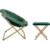 image:imageFlash Furniture Gwen Oversize Folding Saucer Chair  Ivory Sherpa Faux Fur Moon Chair  Soft Gold Metal Frame  38 Portable Folding Chair  for Dorm and BedroomEmerald FabricSoft Gold Frame