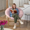 image:imageFlash Furniture Gwen Oversize Folding Saucer Chair  Ivory Sherpa Faux Fur Moon Chair  Soft Gold Metal Frame  38 Portable Folding Chair  for Dorm and BedroomBlushSoft Gold