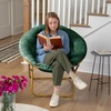 image:imageFlash Furniture Gwen Oversize Folding Saucer Chair  Ivory Sherpa Faux Fur Moon Chair  Soft Gold Metal Frame  38 Portable Folding Chair  for Dorm and BedroomEmerald Fabric Soft Gold