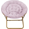 image:imageFlash Furniture Gwen Oversize Folding Saucer Chair  Ivory Sherpa Faux Fur Moon Chair  Soft Gold Metal Frame  38 Portable Folding Chair  for Dorm and BedroomDusty Purple FabricSoft Gold Frame