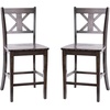 image:imageFlash Furniture Gwendolyn Commercial Grade Modern Farmhouse Bar Stool  Solid Wood Frame  Integrated Footrest  Set of 2  Antique White WashGray Wash Walnut