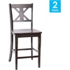 image:imageFlash Furniture Gwendolyn Commercial Grade Modern Farmhouse Bar Stool  Solid Wood Frame  Integrated Footrest  Set of 2  Antique White WashGray Wash Walnut