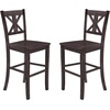 image:imageFlash Furniture Gwendolyn Commercial Grade Modern Farmhouse Bar Stool  Solid Wood Frame  Integrated Footrest  Set of 2  Antique White WashGray Wash Walnut