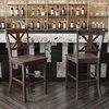 image:imageFlash Furniture Gwendolyn Commercial Grade Modern Farmhouse Bar Stool  Solid Wood Frame  Integrated Footrest  Set of 2  Antique White WashGray Wash Walnut