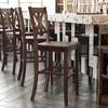 image:imageFlash Furniture Gwendolyn Commercial Grade Modern Farmhouse Bar Stool  Solid Wood Frame  Integrated Footrest  Set of 2  Antique White WashGray Wash Walnut