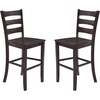 image:imageFlash Furniture Gwendolyn Commercial Grade Modern Farmhouse Bar Stool  Solid Wood Frame  Integrated Footrest  Set of 2  Antique White WashGray Wash Walnut