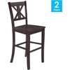 image:imageFlash Furniture Gwendolyn Commercial Grade Modern Farmhouse Bar Stool  Solid Wood Frame  Integrated Footrest  Set of 2  Antique White WashGray Wash Walnut