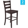 image:imageFlash Furniture Gwendolyn Commercial Grade Modern Farmhouse Bar Stool  Solid Wood Frame  Integrated Footrest  Set of 2  Antique White WashGray Wash Walnut