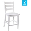 image:imageFlash Furniture Gwendolyn Commercial Grade Modern Farmhouse Bar Stool  Solid Wood Frame  Integrated Footrest  Set of 2  Antique White WashWhite Wash