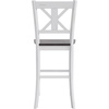 image:imageFlash Furniture Gwendolyn Commercial Grade Modern Farmhouse Bar Stool  Solid Wood Frame  Integrated Footrest  Set of 2  Antique White WashWhite Wash