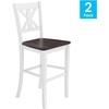 image:imageFlash Furniture Gwendolyn Commercial Grade Modern Farmhouse Bar Stool  Solid Wood Frame  Integrated Footrest  Set of 2  Antique White WashWhite Wash