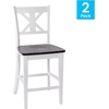 image:imageFlash Furniture Gwendolyn Commercial Grade Modern Farmhouse Bar Stool  Solid Wood Frame  Integrated Footrest  Set of 2  Antique White WashWhite Wash