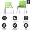 image:imageFlash Furniture HERCULES 5 Pack 880 lb Capacity White Plastic Stack Chair  Comfortable Seating with Durable DesignGreen