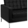 image:imageFlash Furniture HERCULES Lacey Series Contemporary Black LeatherSoft Loveseat with Stainless Steel FrameBlack
