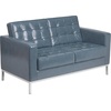 image:imageFlash Furniture HERCULES Lacey Series Contemporary Black LeatherSoft Loveseat with Stainless Steel FrameGrey