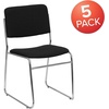 image:imageFlash Furniture HERCULES Series 500 lb Capacity High Density Black Vinyl Stacking Chair with Sled BaseBlack FabricChrome Frame