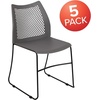 image:imageFlash Furniture HERCULES Series 661 lb Capacity Black Stack Chair with AirVent Back and Black Powder Coated Sled BaseGrey