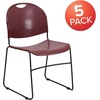 image:imageFlash Furniture HERCULES Series 880 lb Capacity Black UltraCompact Stack Chair with Chrome FrameBurgundy PlasticBlack Frame