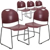 image:imageFlash Furniture HERCULES Series 880 lb Capacity Black UltraCompact Stack Chair with Chrome FrameBurgundy PlasticBlack Frame
