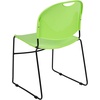 image:imageFlash Furniture HERCULES Series 880 lb Capacity Black UltraCompact Stack Chair with Chrome FrameGreen PlasticBlack Frame
