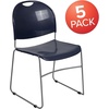 image:imageFlash Furniture HERCULES Series 880 lb Capacity Black UltraCompact Stack Chair with Chrome FrameNavy PlasticSilver Frame