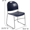 image:imageFlash Furniture HERCULES Series 880 lb Capacity Black UltraCompact Stack Chair with Chrome FrameNavy PlasticSilver Frame